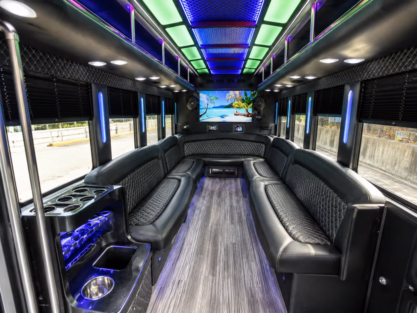 brookhaven 18 passenger party bus inside