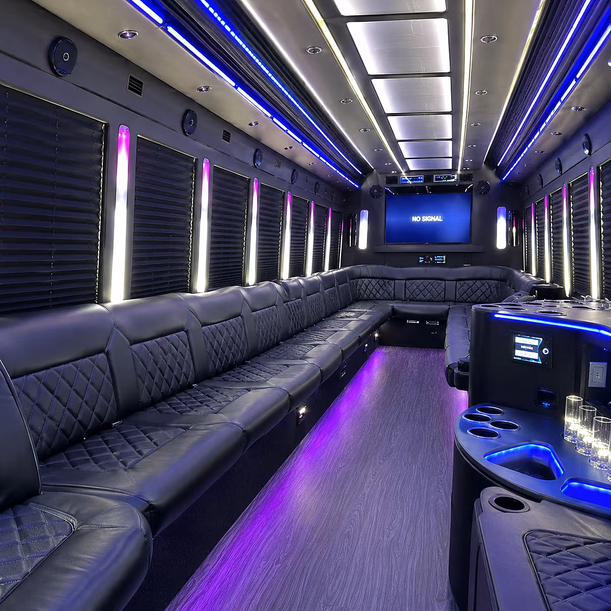 brookhaven 30 passenger party bus inside